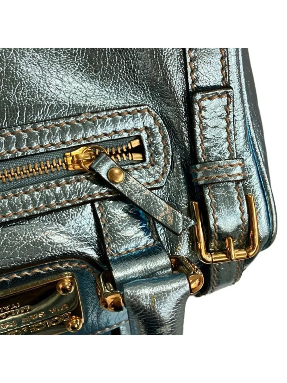 Dolce & Gabbana Handbag Blue Mini Boston Leather